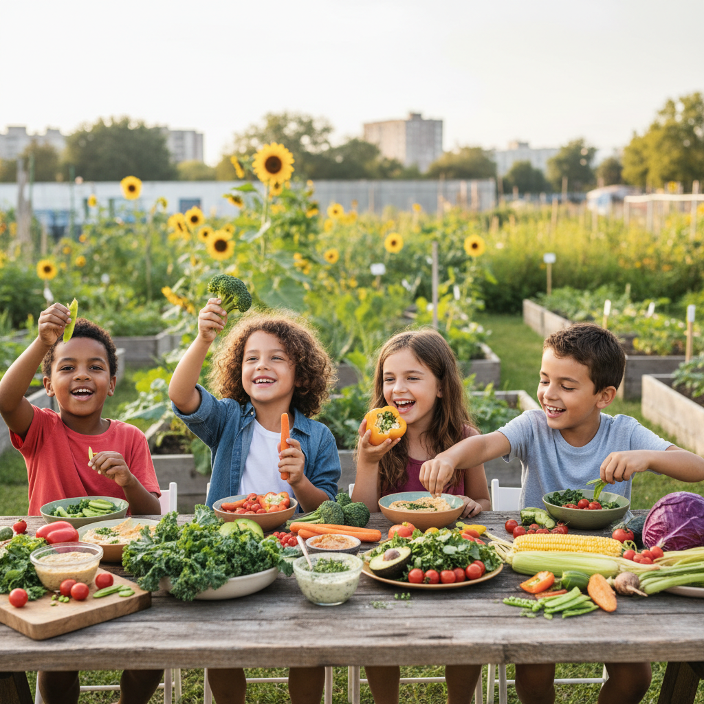 kids eating vegetables