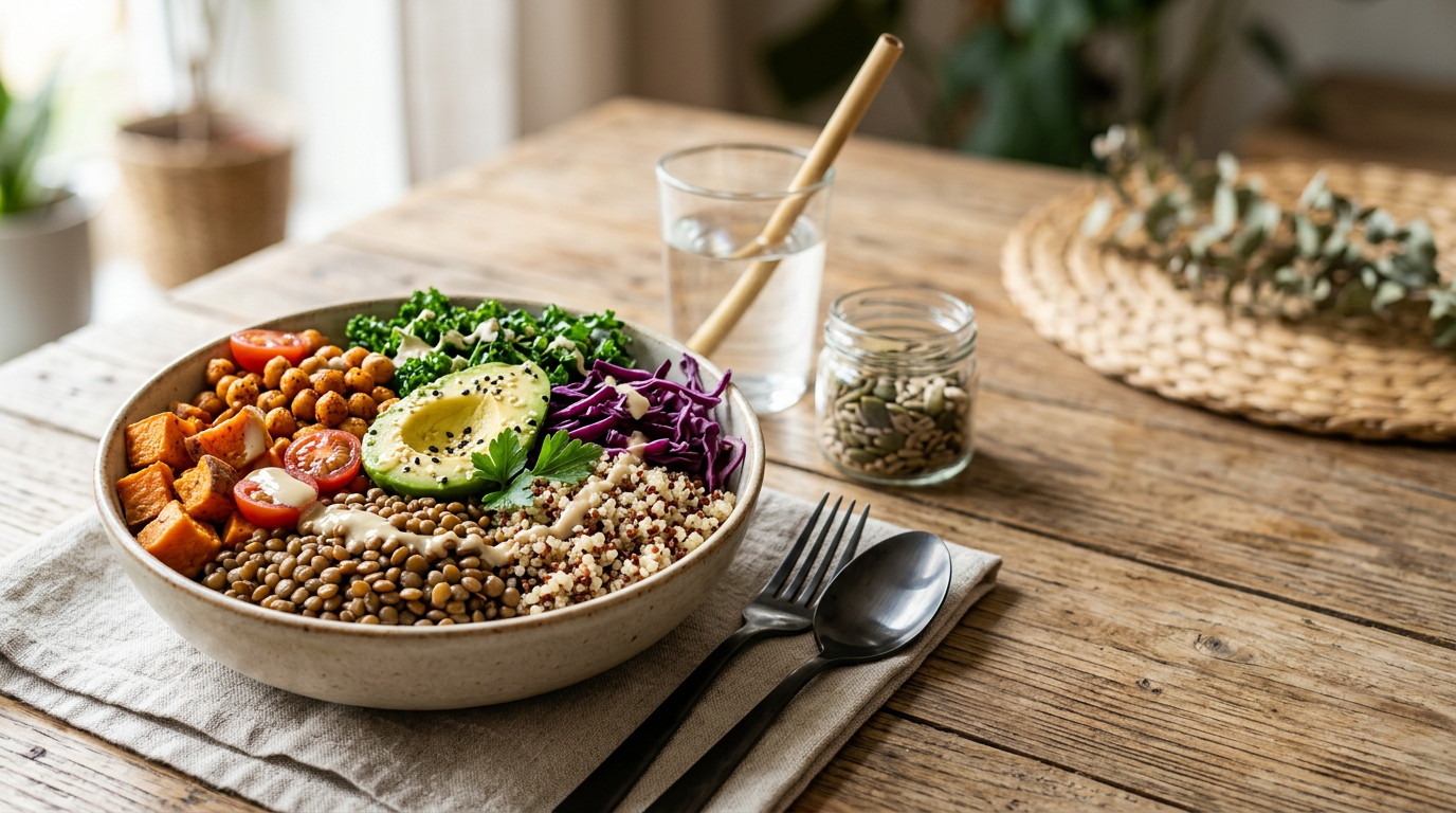 lentils and quinoa healthy bowl