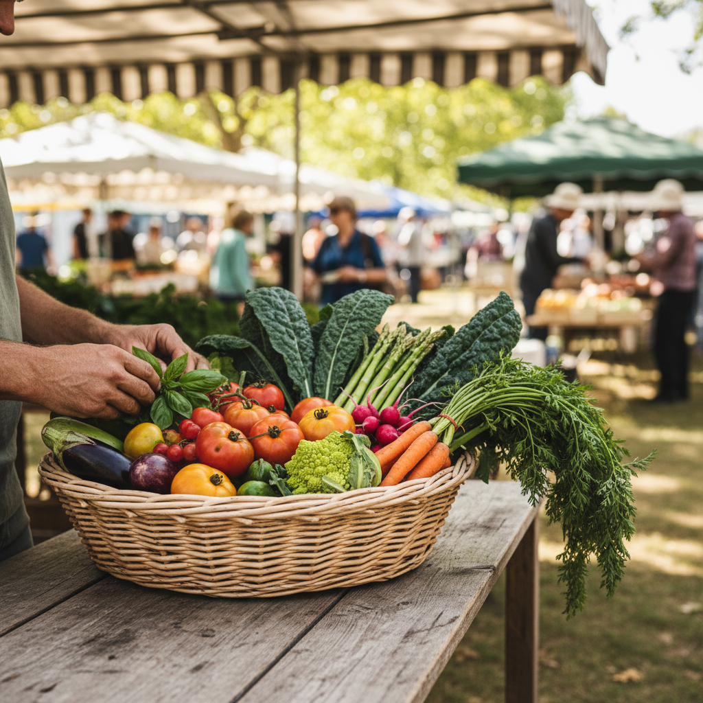 vegetable basket farmer market