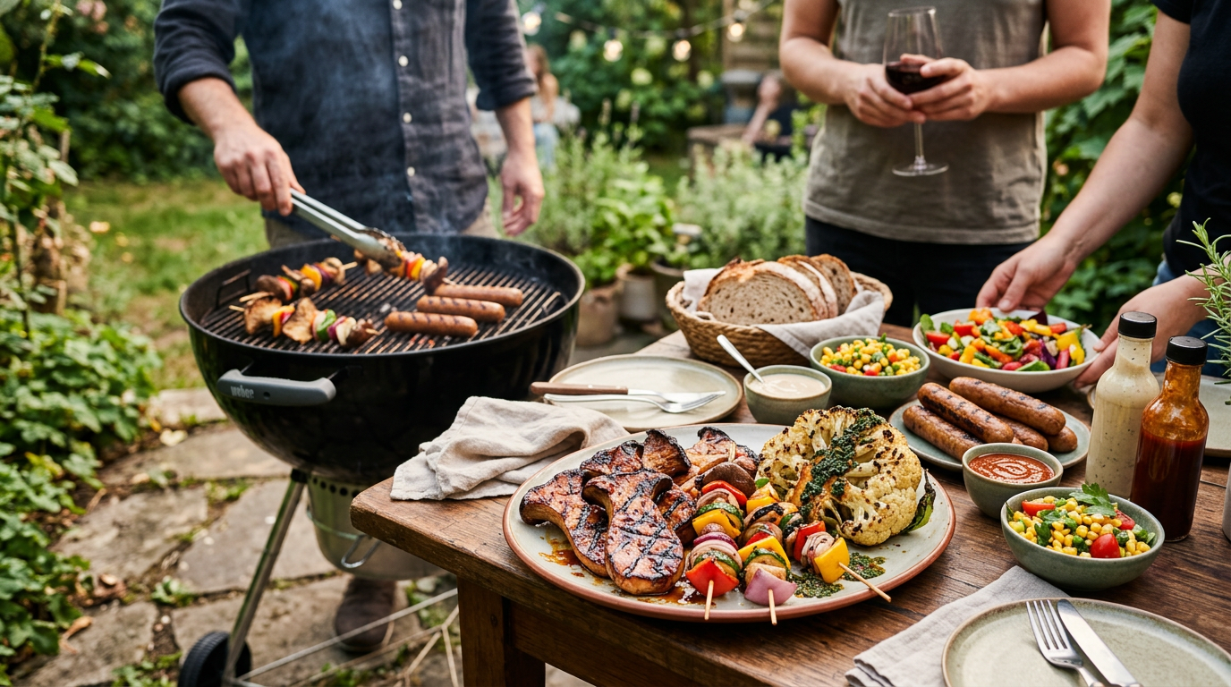 vegan bbq party setting outdoors