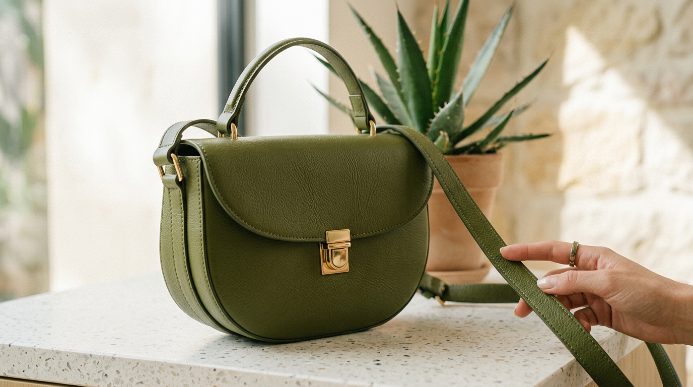 stylish vegan handbag made from desserto cactus leather clean background