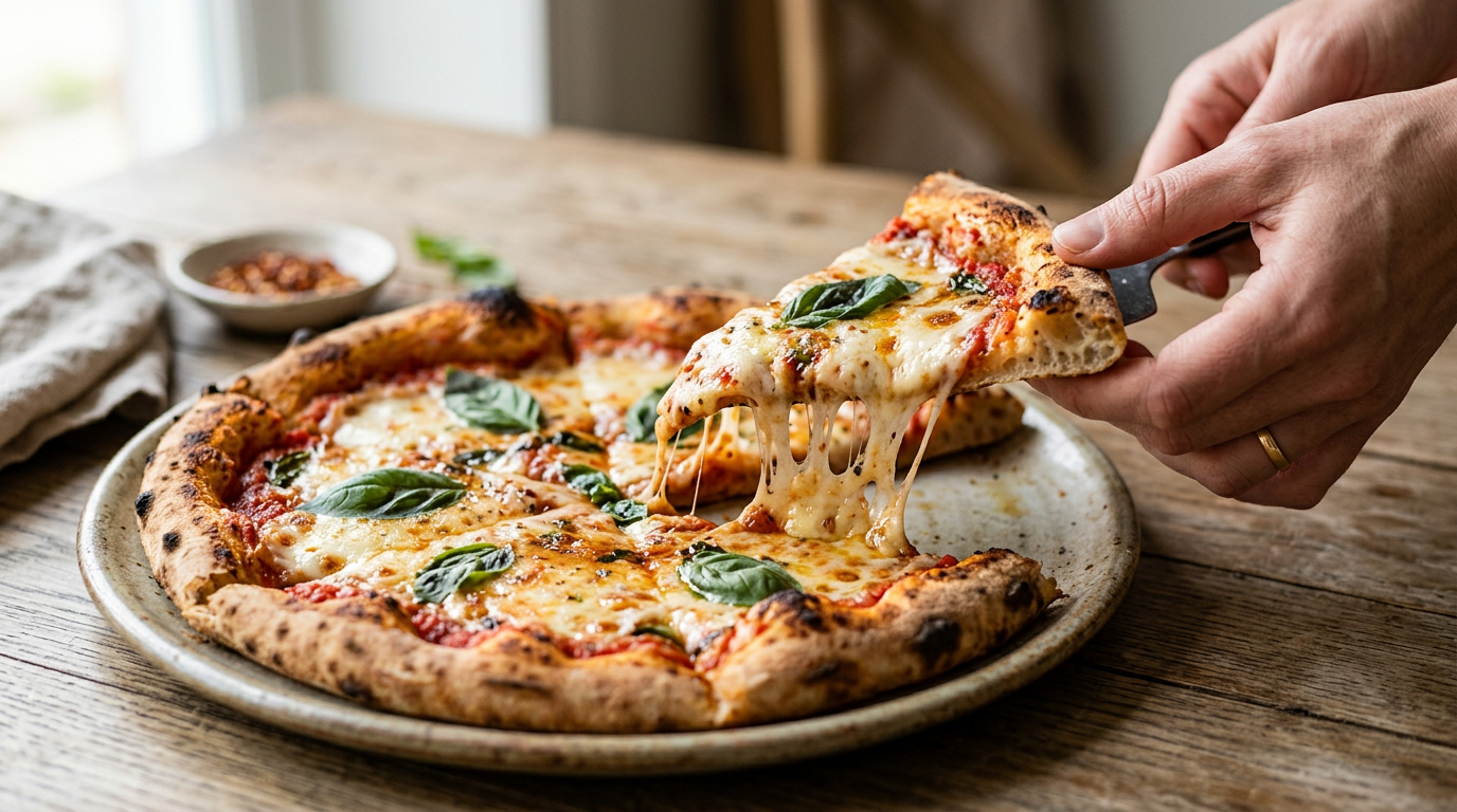 melting vegan cheese on pizza