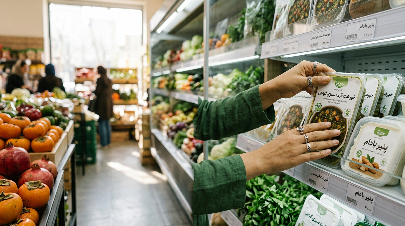person choosing vegan options