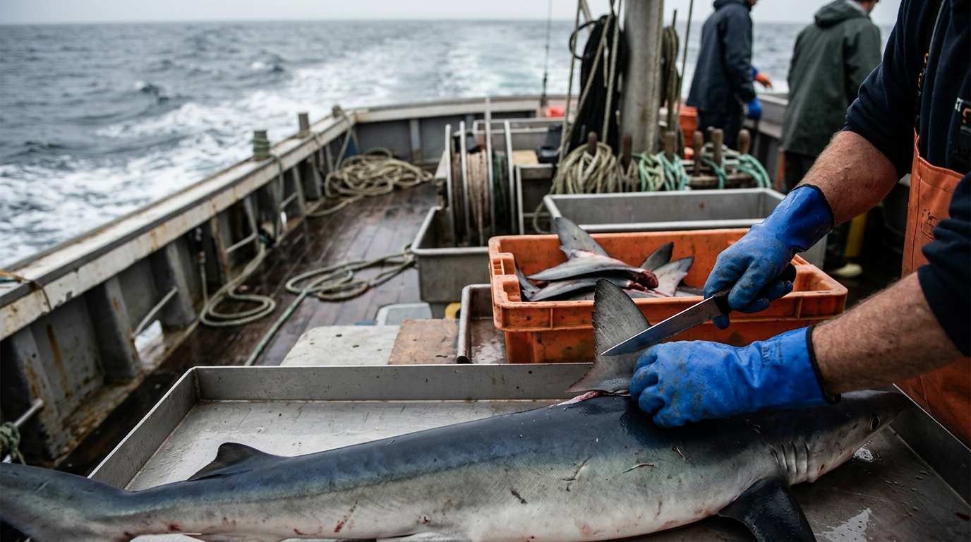 Ailerons de requins et mers vides : Quand crevettiers et palangriers redessinent les réseaux trophiques océaniques