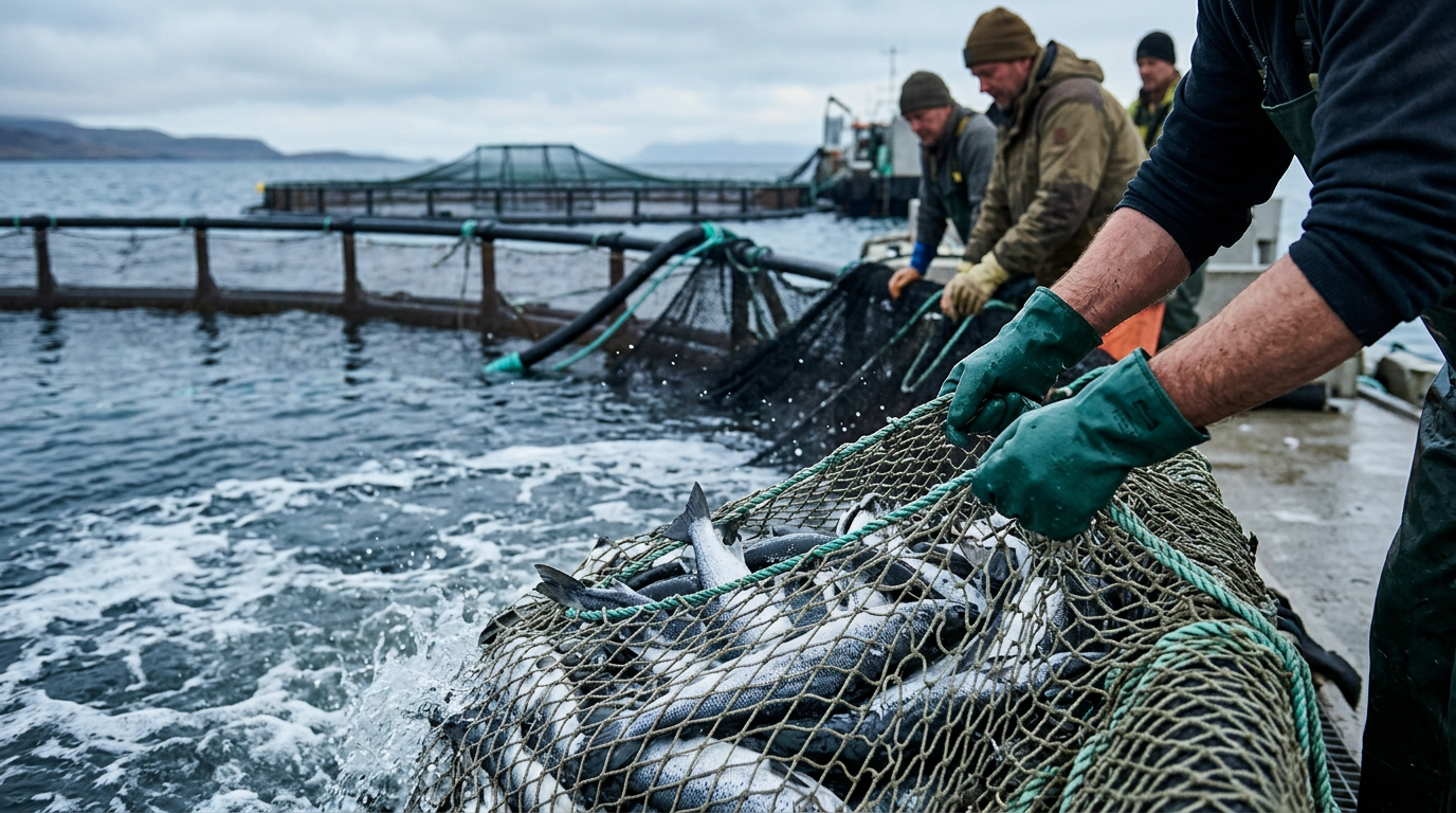 farmed fish harvest