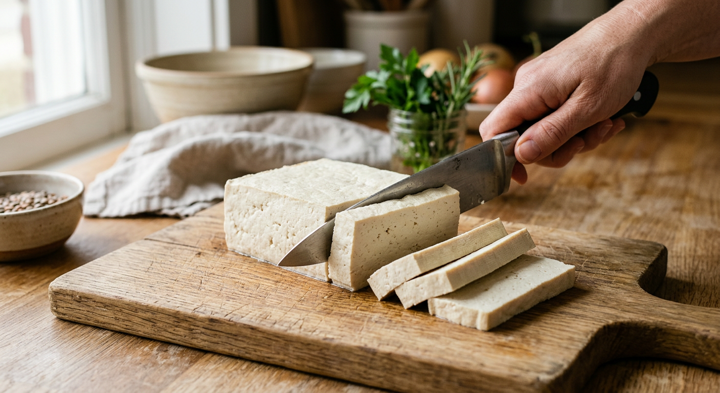 tofu block sliced