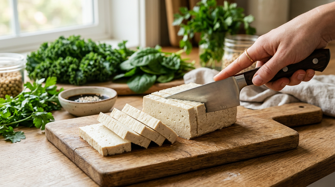 tofu block sliced