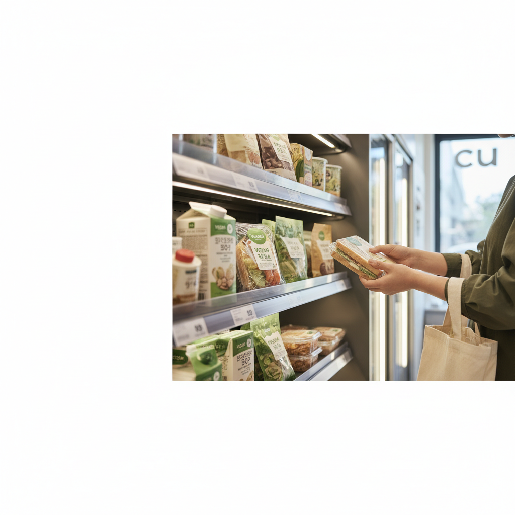person choosing vegan items at a cu convenience store