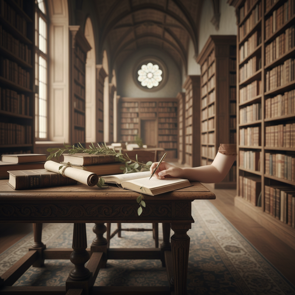 old library aisle