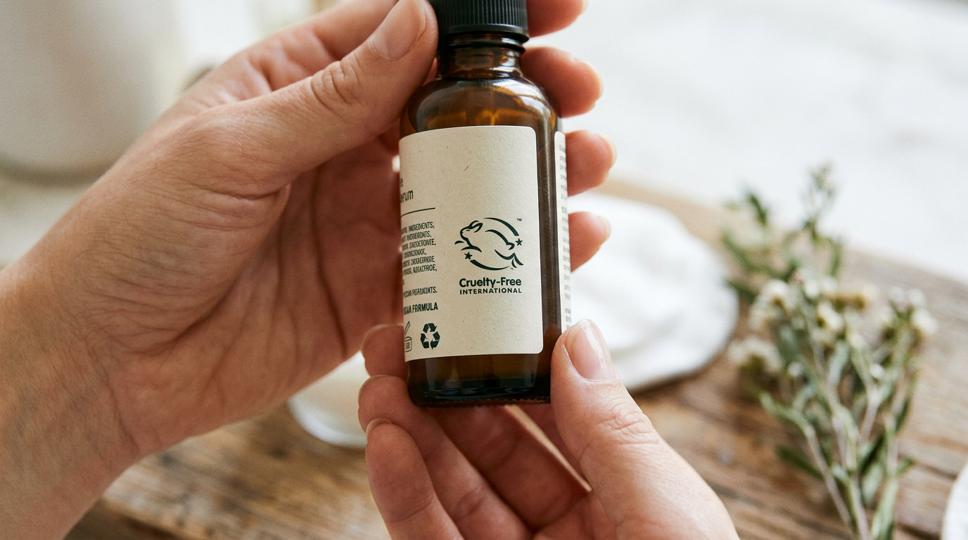 leaping bunny logo on skincare product