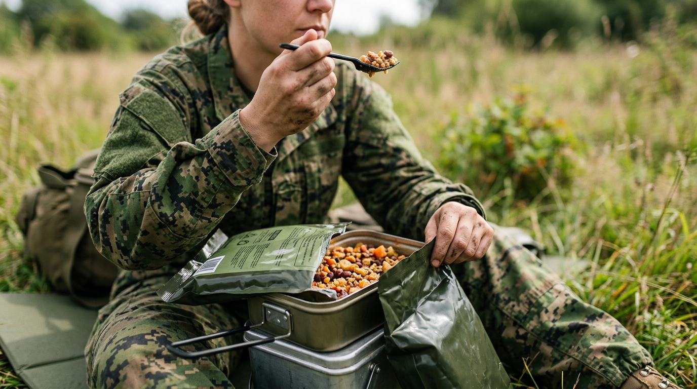 soldier eating field