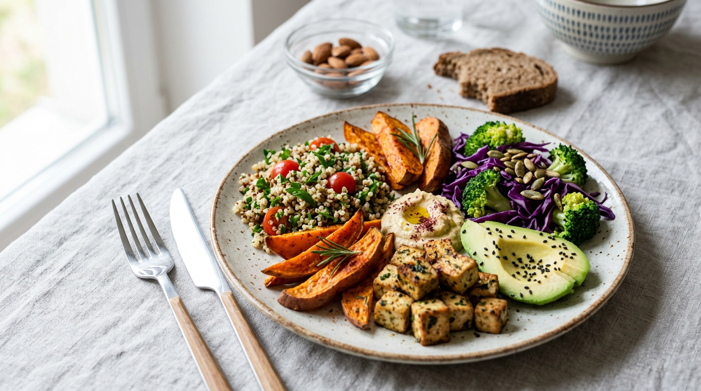 healthy plant-based meal plan plate