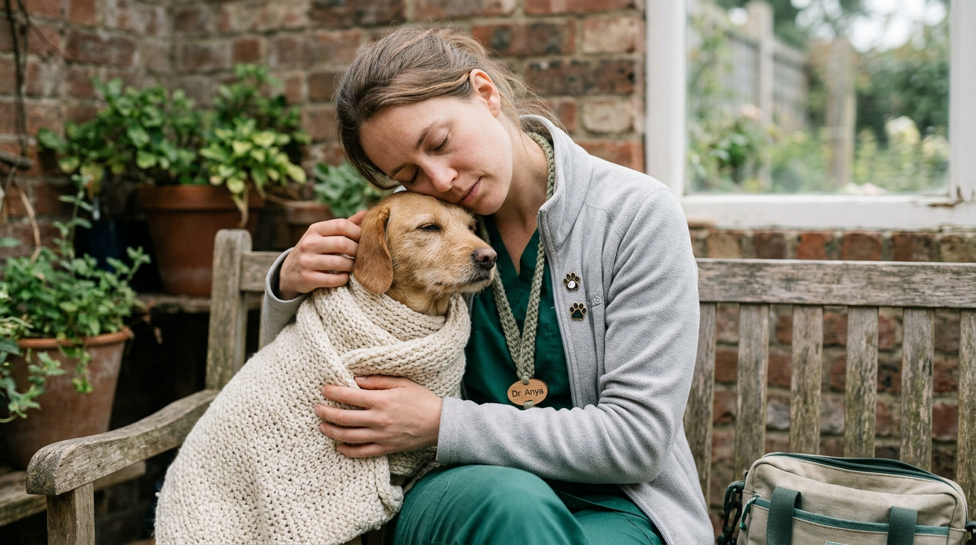 veterinarian holding animal
